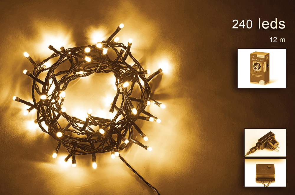 Guirlande lumineuse de Noël blanc chaud 15 mètres